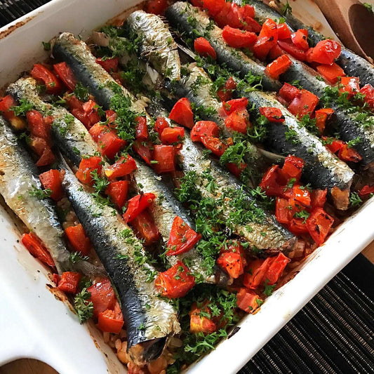 Baked Sardines & Mediterranean Rice