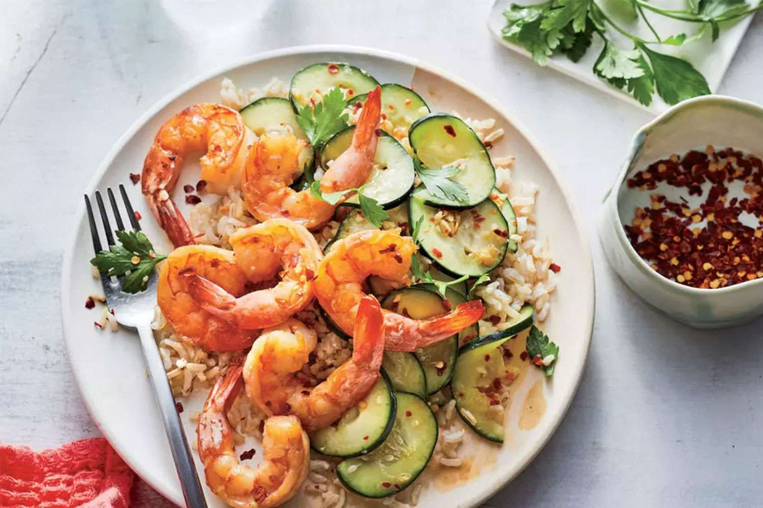 Garlic Prawn with Cucumber Salad