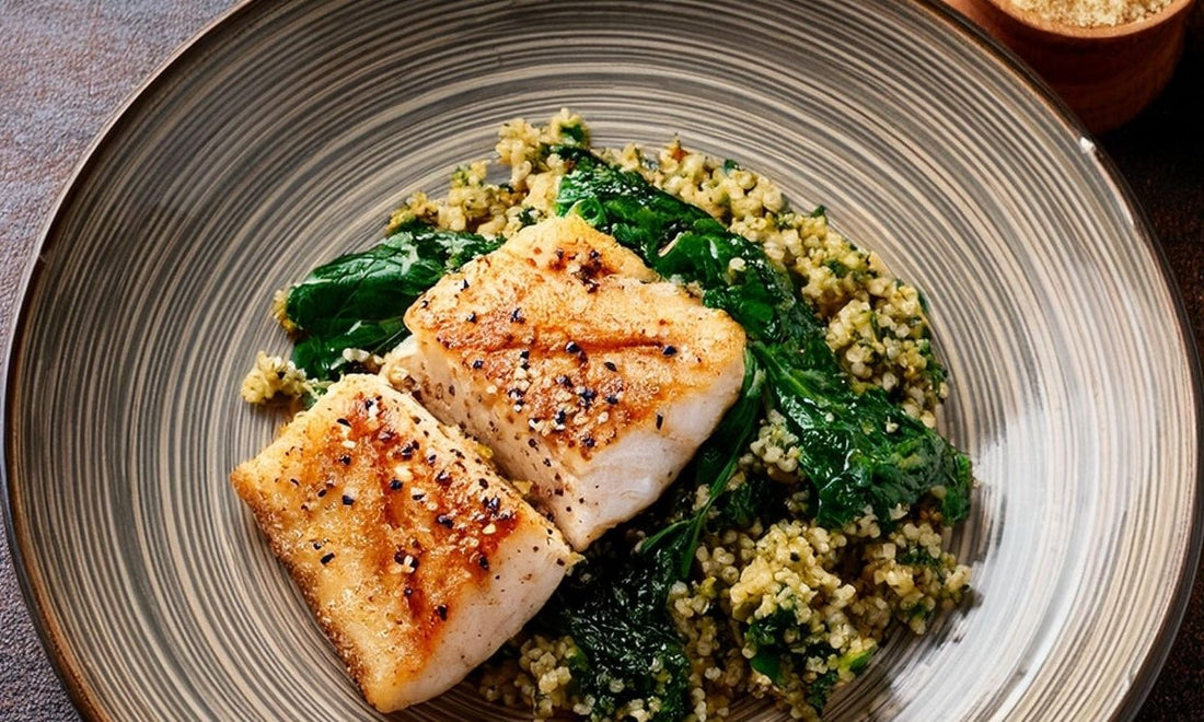 Hapuka Fillets with Spinach and Quinoa Salad