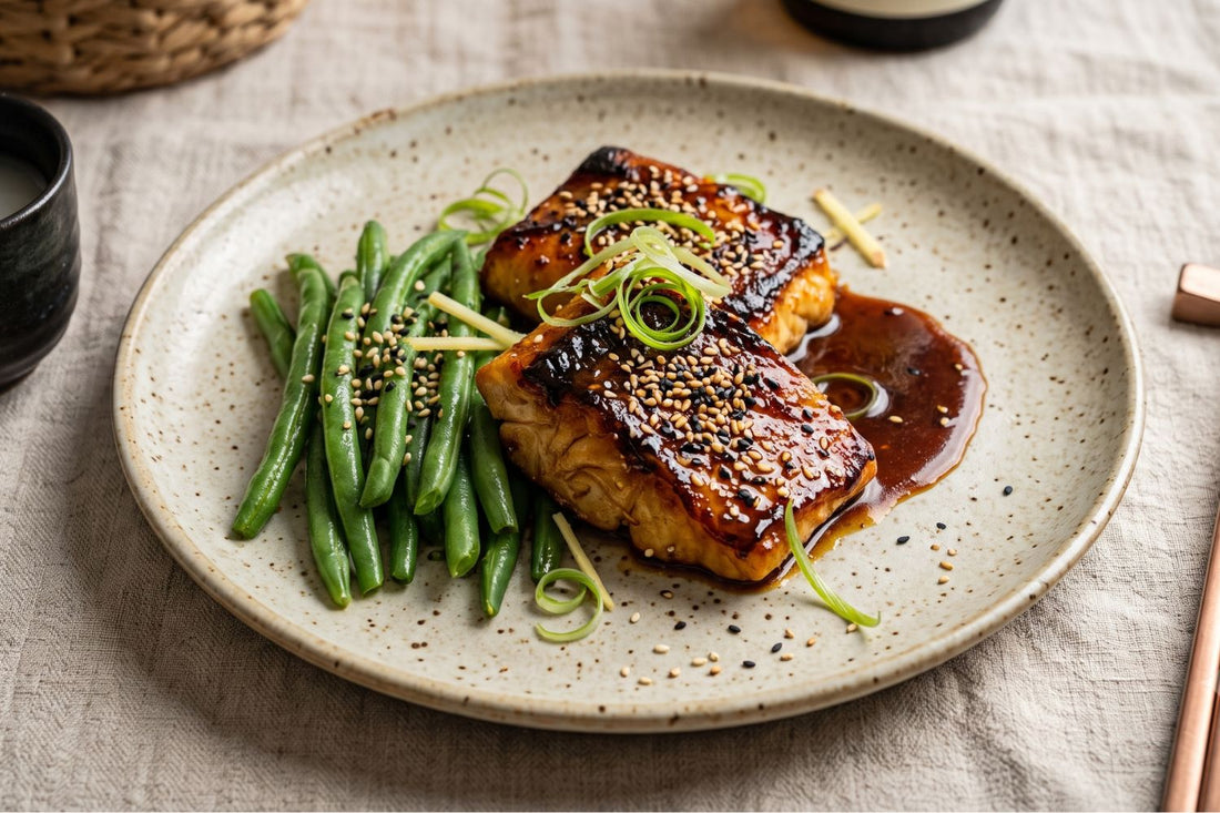 Miso-Glazed Murray Cod with Sesame and Spring Onion