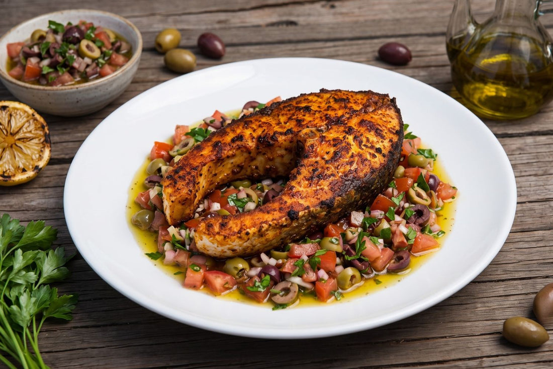 Murray Cod Cutlets with Lemon, Herbs and Olive Salsa