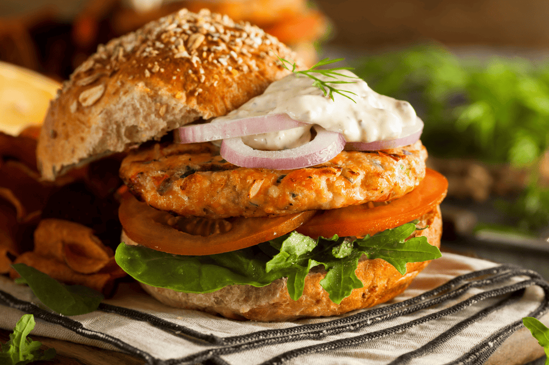 Salmon Burger with Lemon Dill Aioli